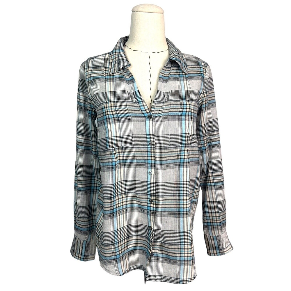 Joie Womens Plaid Button Up Shirt Long Sleeve Collared Casual XXS